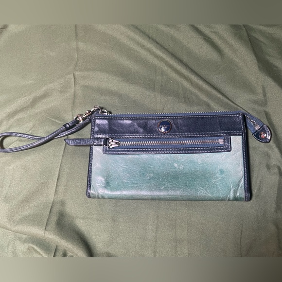 Coach Blue Leather Wristlet - Picture 3 of 6